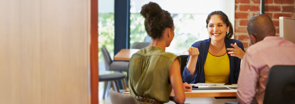 Policy advisor presentation to young couple